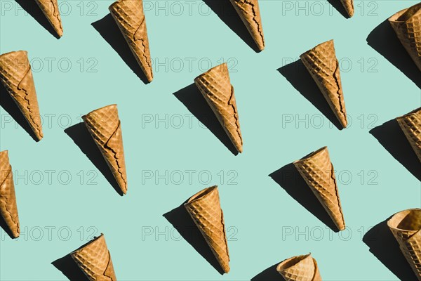 Layout empty waffle cones with shades