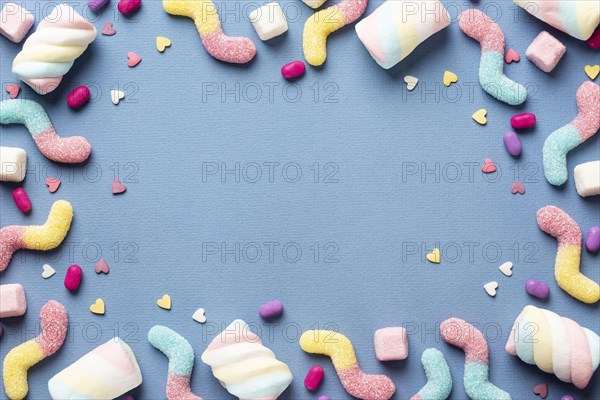 Top view delicious jelly arrangement