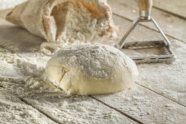 Wooden surface with dough