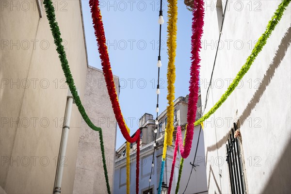 Colourful garlands in the old town of Lisbon