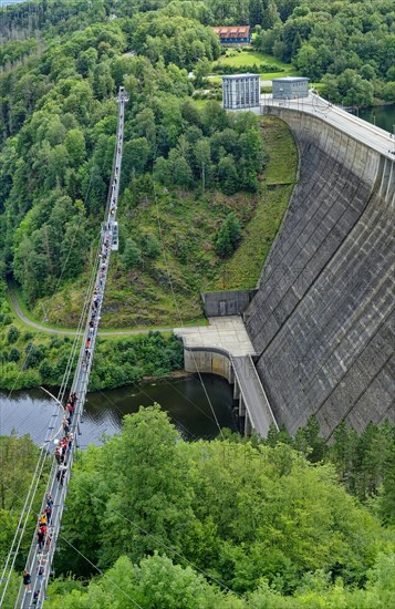 483-metre-long Titan RT suspension rope bridge over the Rappbode dam