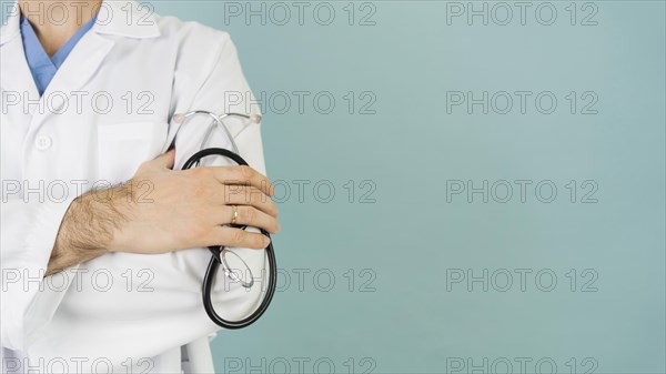 Close up doctor with copy space