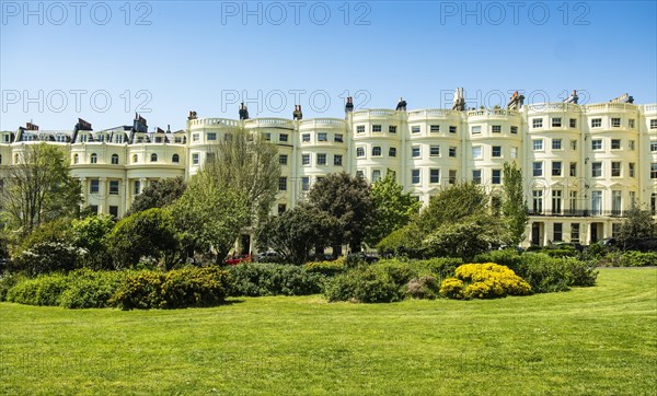 Noble row of houses in the classicist style at Brunswick Square in Brighton and Hove