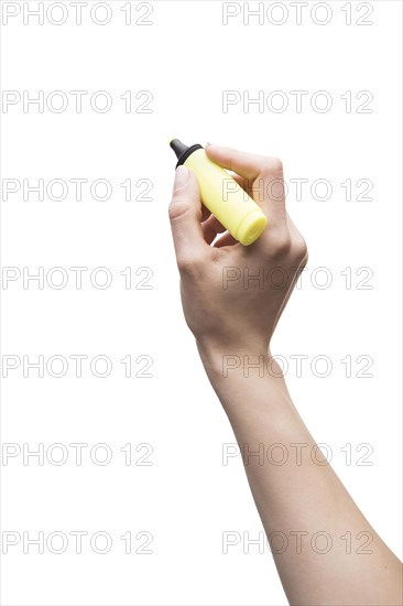 Crop hand with text highlighter