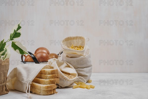 Front view pantry food ingredients