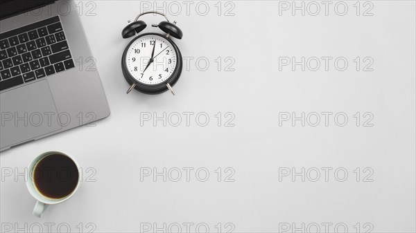 Office desktop laptop clock