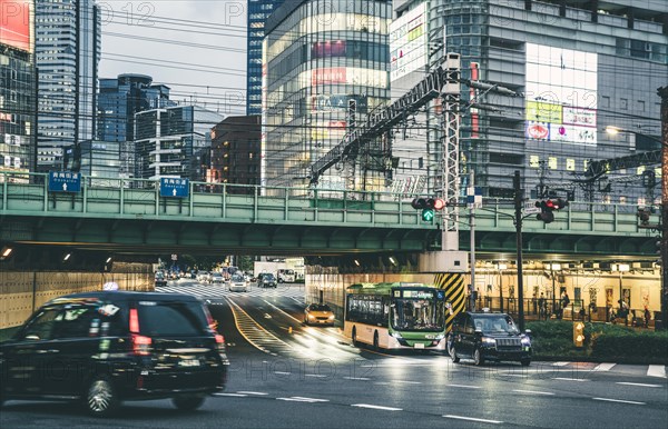 City gloomy day with traffic light