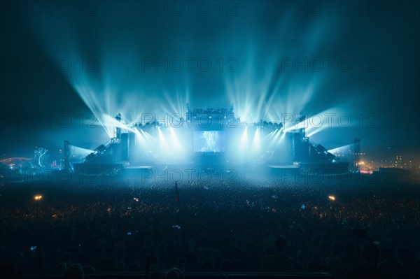 Stage with laser show at a mega concert