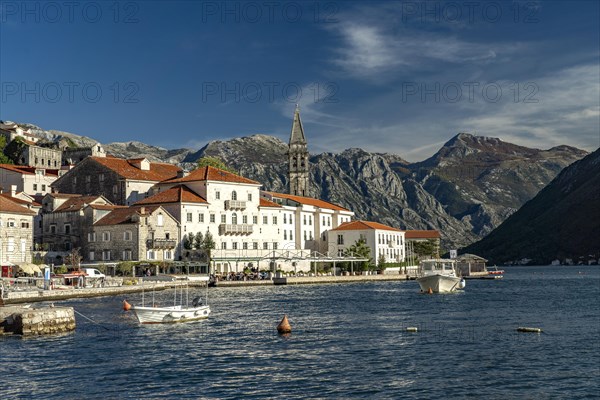 Perast with the Sveti Nikola Church on the Bay of Kotor