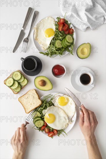 Creative arrangement breakfast meal