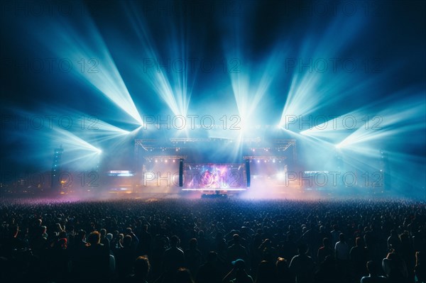 Stage with laser show at a mega concert