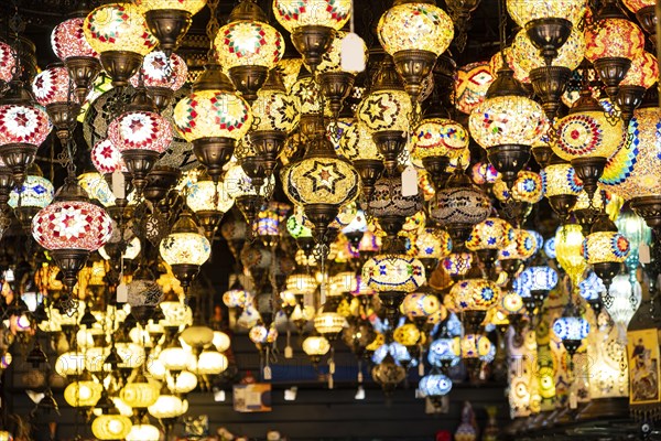 Many oriental lamps in a restaurant in Brighton