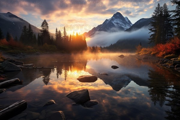 Sunset at a lake in Canadian wilderness