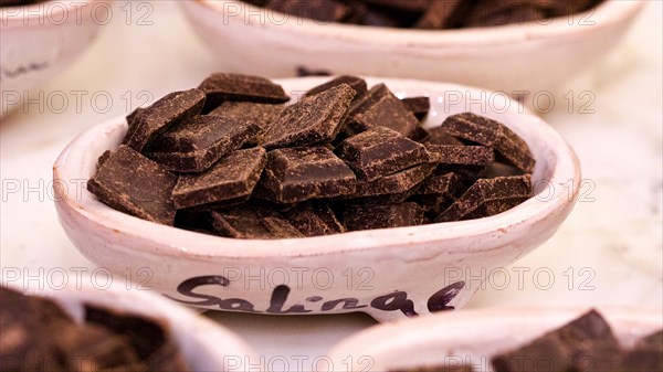 Small bowl with chocolate pieces