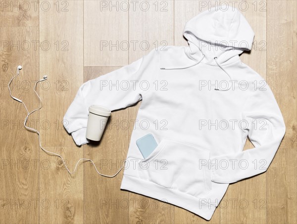 White hoodie with headphones