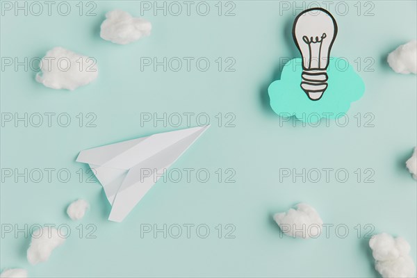 Copy space paper light bulb airplane
