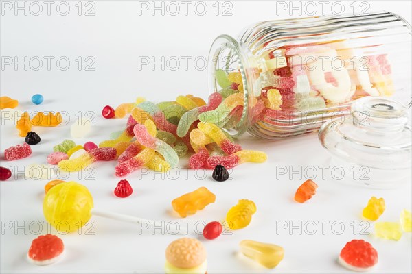 Close up sweets near jar