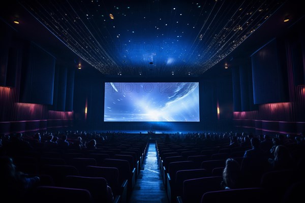 Modern cinema hall with big screen