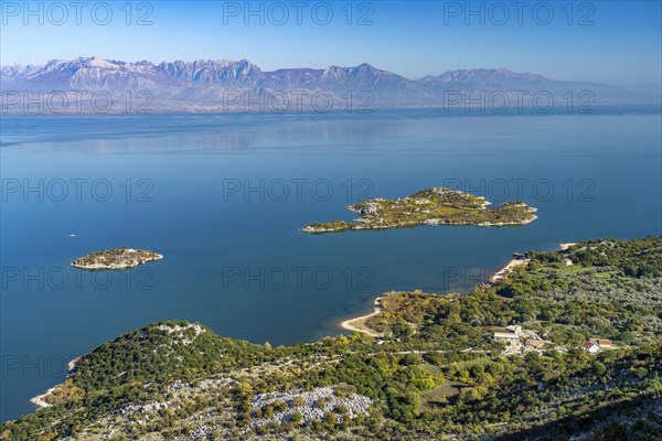 View over Lake Scutari with the island of Beska near the village of Donji Murici