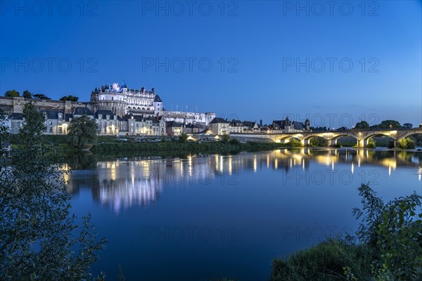 The Loire and Amboise Castle at dusk