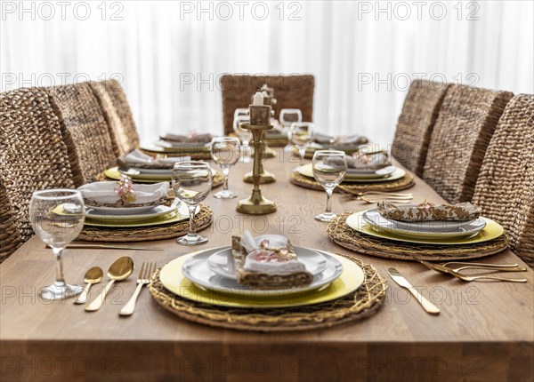 Dining table with plates