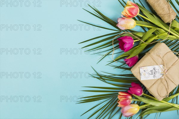 Mother s day present box with exotic flowers