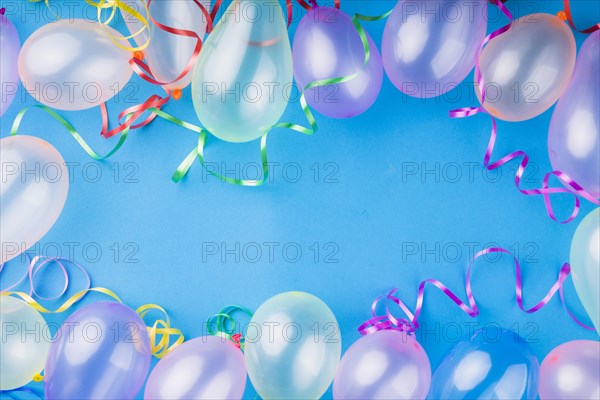 Top view metallic transparent balloons