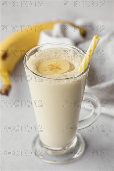 High angle delicious banana smoothie