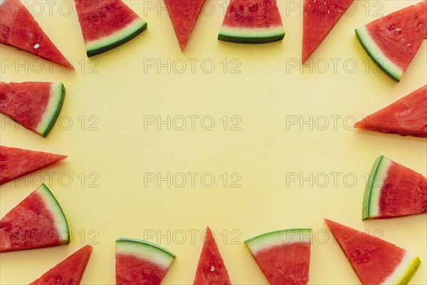 Yellow watermelon background with copyspace