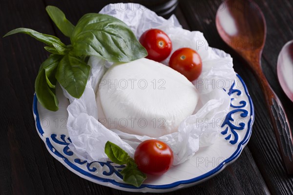 Cherry tomatoes mozzarella plate