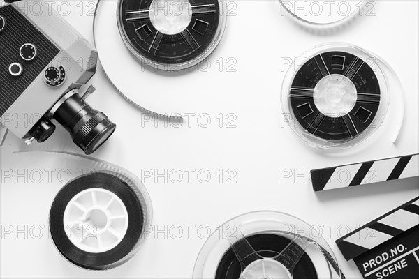 Top view film elements white background