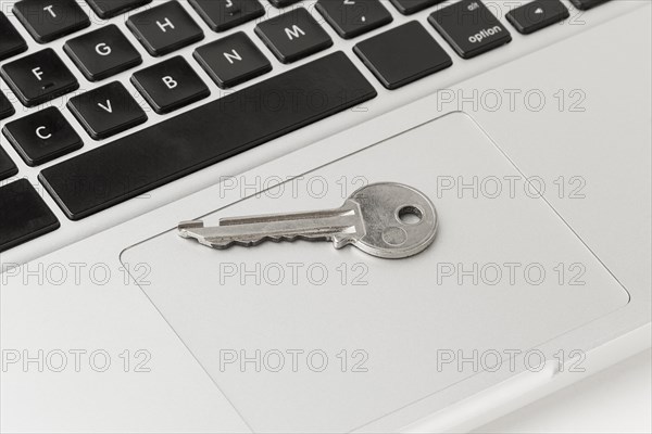 High angle key laptop