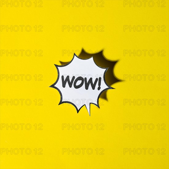 Comic cartoon speech bubble wow emotions yellow backdrop
