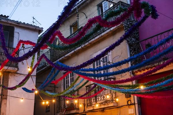 Colourful garlands in the old town of Lisbon