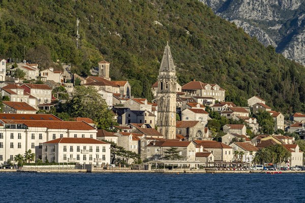 Perast with the Sveti Nikola Church on the Bay of Kotor