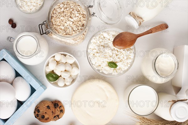 Top view dairy products cookies