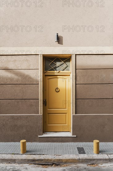 Front view cute residential door city