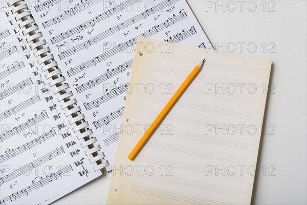 Pencil mpty pages sheet music