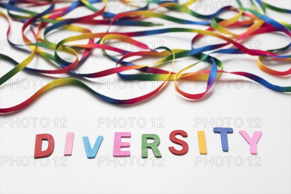 Colorful shoelaces arrangement white background