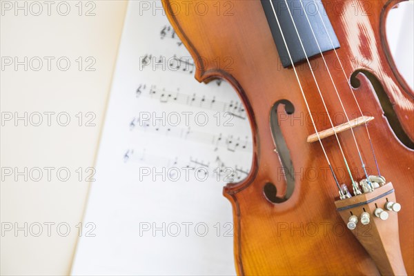 Classical wooden violin string musical note