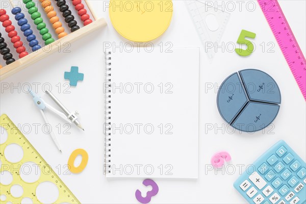 Mathematics with numbers copy space empty notepad