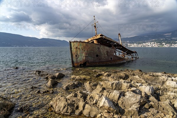 Shipwreck on the coast near the fishing village of Rose