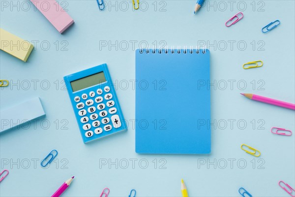 Blank notepad calculator top view