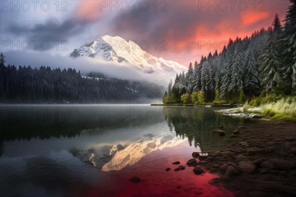 Sunset at a lake in Canadian wilderness