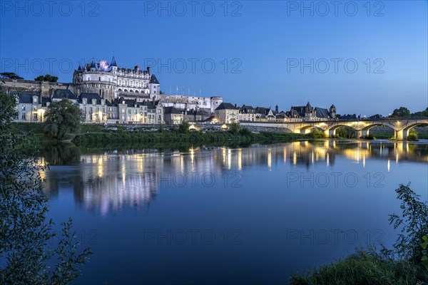 The Loire and Amboise Castle at dusk