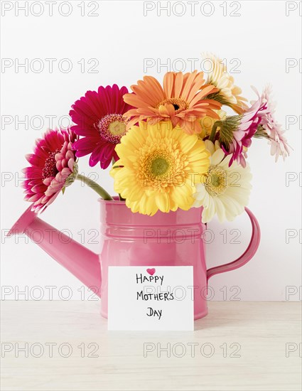 Arrangement with flowers watering can