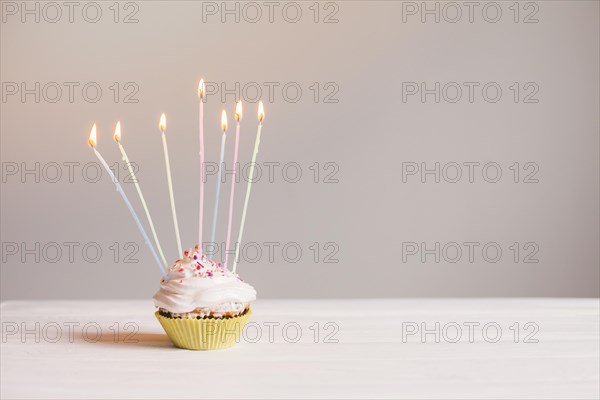 Still life with birthday muffin