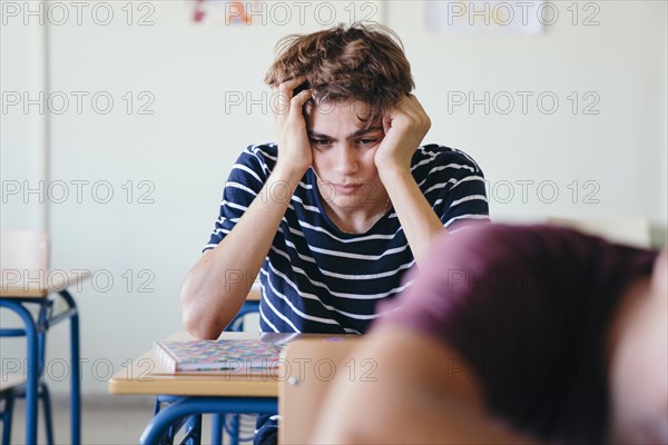 Worried student classroom