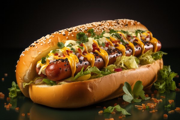 Appetisingly served hot dog with mayonnaise