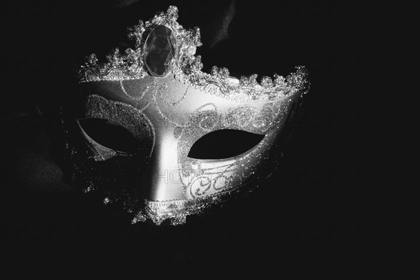 Gray venetian mask dark background